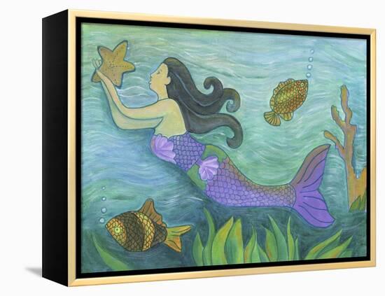 Mermaid with Star Fish-Cheryl Bartley-Framed Premier Image Canvas