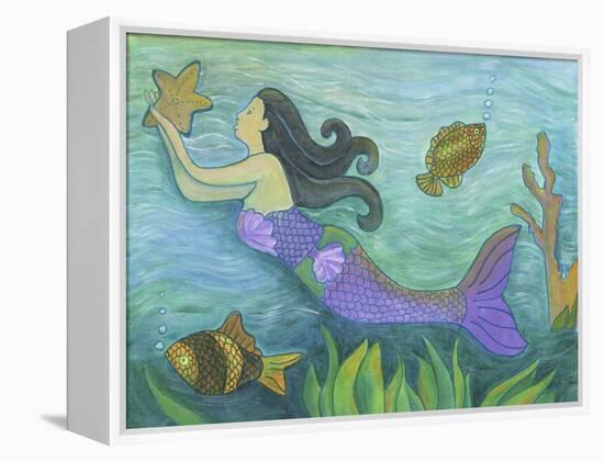 Mermaid with Star Fish-Cheryl Bartley-Framed Premier Image Canvas