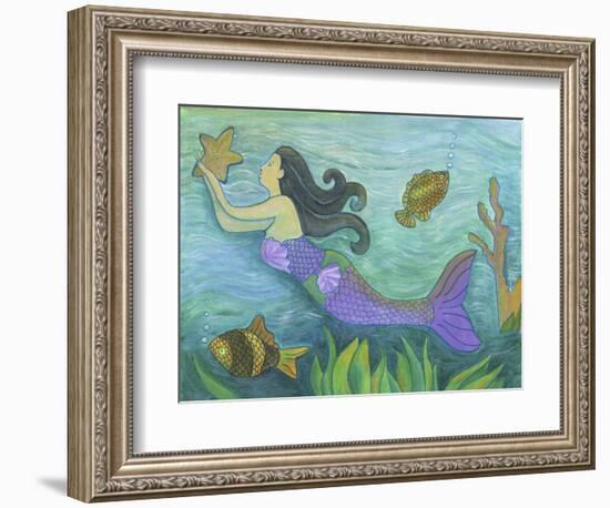 Mermaid with Star Fish-Cheryl Bartley-Framed Giclee Print