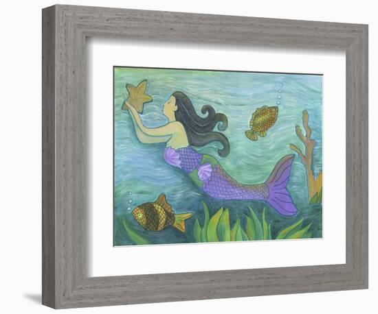 Mermaid with Star Fish-Cheryl Bartley-Framed Giclee Print