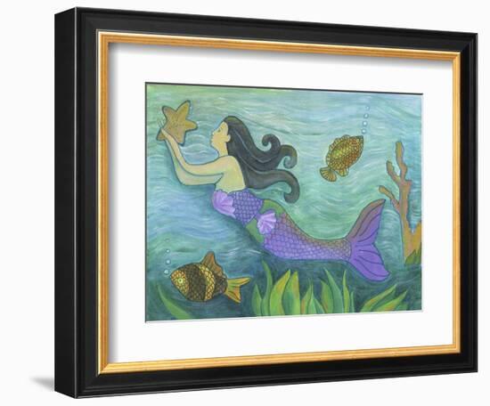 Mermaid with Star Fish-Cheryl Bartley-Framed Giclee Print