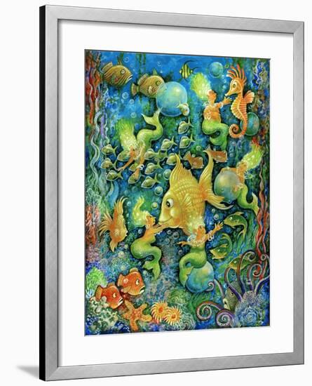 Mermaids and Gold Fish-Bill Bell-Framed Giclee Print