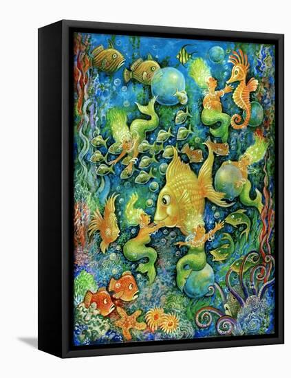 Mermaids and Gold Fish-Bill Bell-Framed Premier Image Canvas