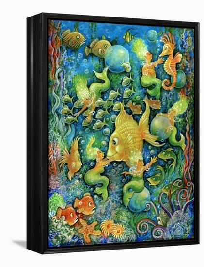 Mermaids and Gold Fish-Bill Bell-Framed Premier Image Canvas