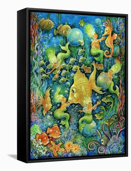 Mermaids and Gold Fish-Bill Bell-Framed Premier Image Canvas