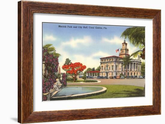 Merrick Park, City Hall, Coral Gables, Florida-null-Framed Art Print