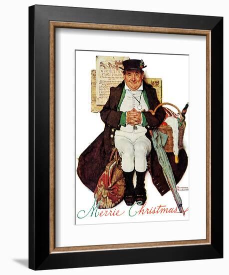 "Merrie Christmas" or Muggleston Coach, December 17,1938-Norman Rockwell-Framed Giclee Print