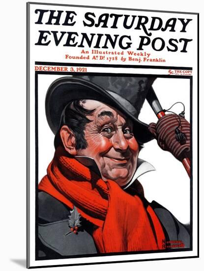 "Merrie Christmas" Saturday Evening Post Cover, December 3,1921-Norman Rockwell-Mounted Premium Giclee Print