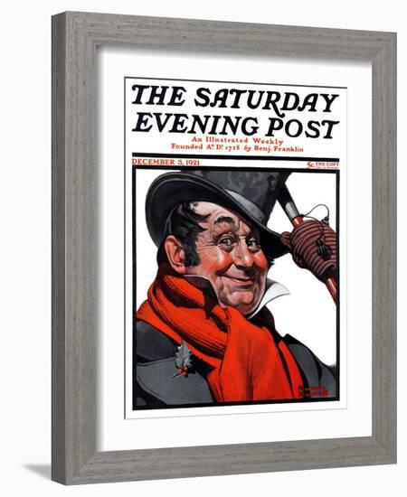 "Merrie Christmas" Saturday Evening Post Cover, December 3,1921-Norman Rockwell-Framed Giclee Print