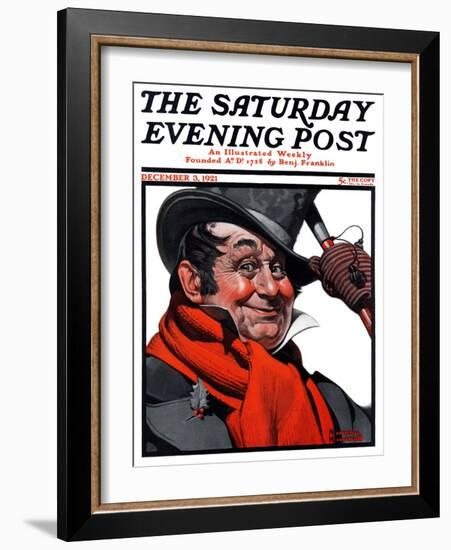 "Merrie Christmas" Saturday Evening Post Cover, December 3,1921-Norman Rockwell-Framed Giclee Print