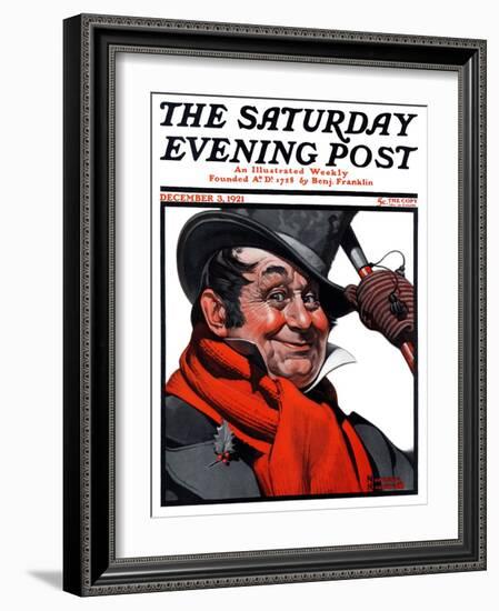 "Merrie Christmas" Saturday Evening Post Cover, December 3,1921-Norman Rockwell-Framed Giclee Print