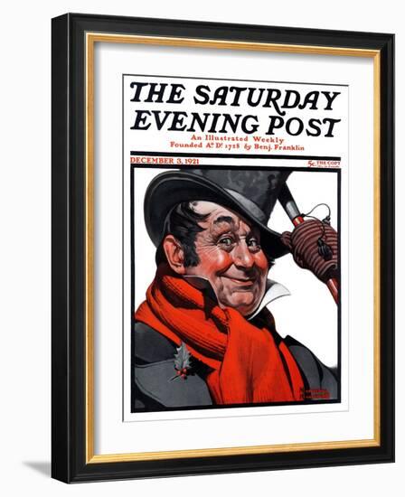 "Merrie Christmas" Saturday Evening Post Cover, December 3,1921-Norman Rockwell-Framed Giclee Print