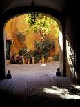 Woman in Narrow Alley with Whitewashed Houses, Obidos, Portugal-Merrill Images-Photographic Print