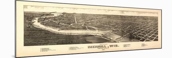 Merrill, Wisconsin - Panoramic Map-Lantern Press-Mounted Art Print