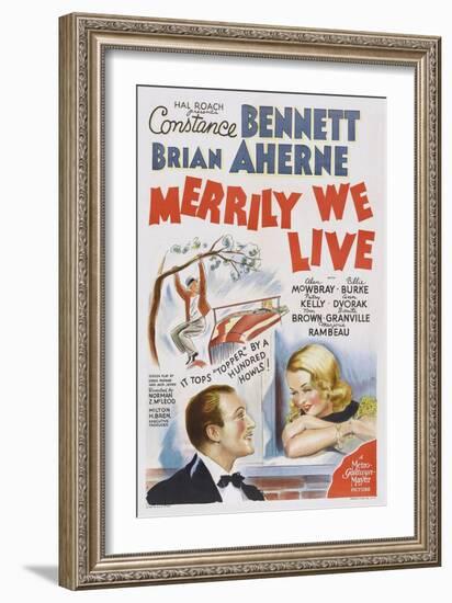 Merrily We Live, from Left: Brian Ahern, Constance Bennett, 1938-null-Framed Art Print