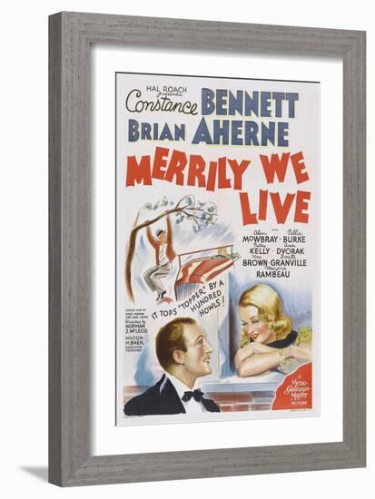 Merrily We Live, from Left: Brian Ahern, Constance Bennett, 1938-null-Framed Art Print