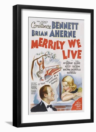 Merrily We Live, from Left: Brian Ahern, Constance Bennett, 1938-null-Framed Art Print