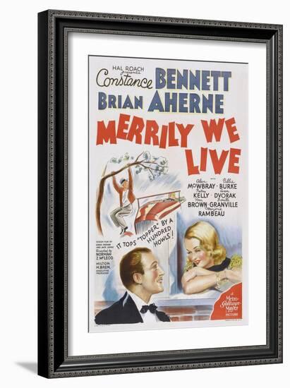 Merrily We Live, from Left: Brian Ahern, Constance Bennett, 1938-null-Framed Art Print