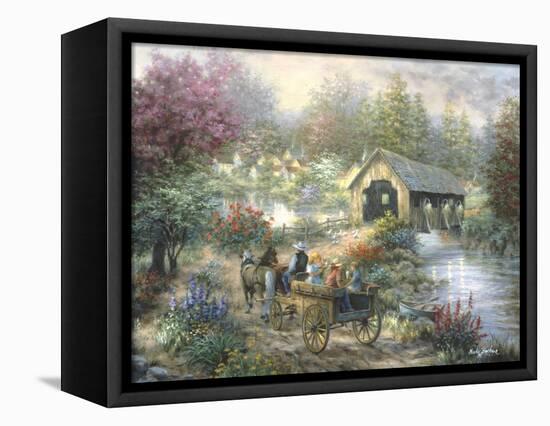 Merriment at Covered Bridge-Nicky Boehme-Framed Premier Image Canvas