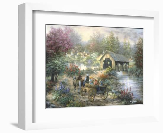 Merriment at Covered Bridge-Nicky Boehme-Framed Giclee Print