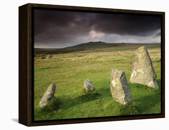 Merrivale Stone Row, Stormy Evening, Dartmoor Np, Devon, Uk. September 2008-Ross Hoddinott-Framed Premier Image Canvas