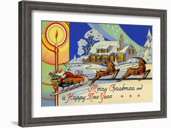 Merry Christmas And A Happy New Year-Curt Teich & Company-Framed Art Print