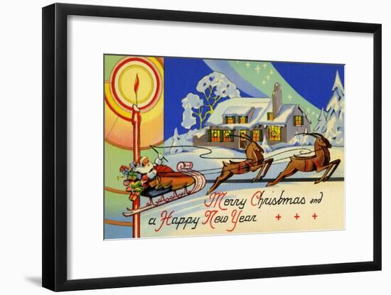 Merry Christmas And A Happy New Year-Curt Teich & Company-Framed Art Print