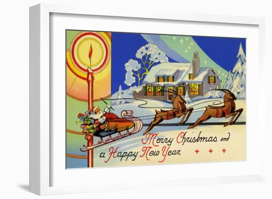 Merry Christmas And A Happy New Year-Curt Teich & Company-Framed Art Print