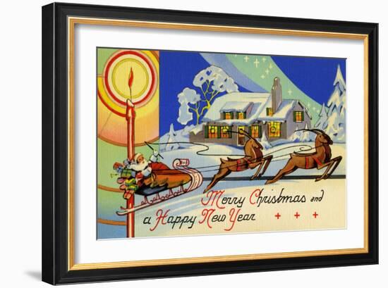 Merry Christmas And A Happy New Year-Curt Teich & Company-Framed Art Print