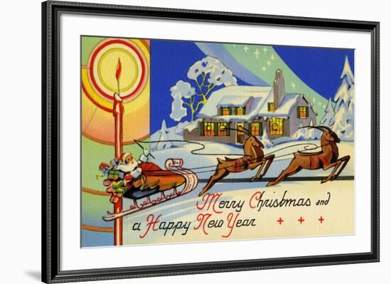 Merry Christmas And A Happy New Year-Curt Teich & Company-Framed Art Print