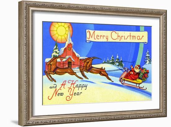 Merry Christmas And A Happy New Year-Curt Teich & Company-Framed Art Print