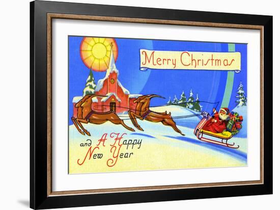 Merry Christmas And A Happy New Year-Curt Teich & Company-Framed Art Print