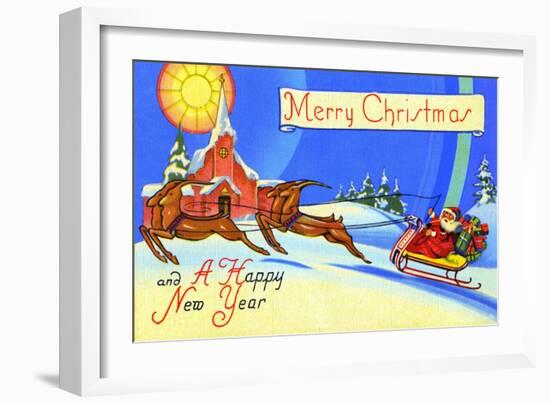 Merry Christmas And A Happy New Year-Curt Teich & Company-Framed Art Print