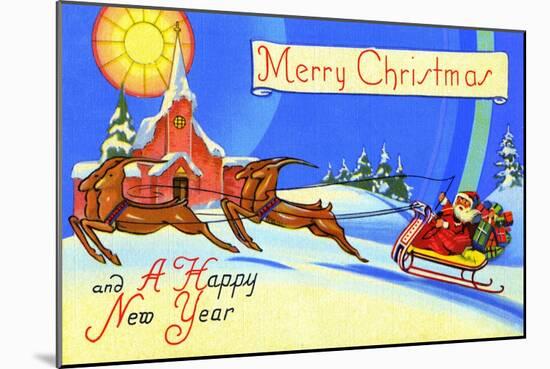 Merry Christmas And A Happy New Year-Curt Teich & Company-Mounted Art Print