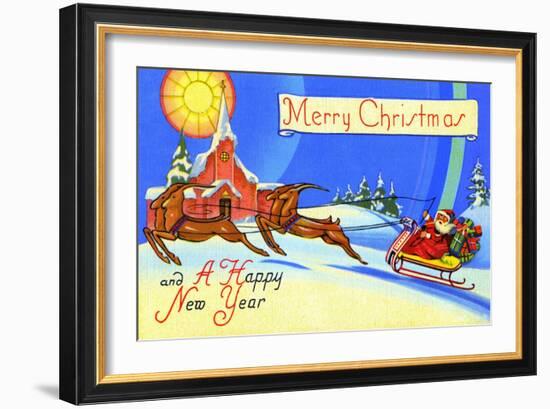 Merry Christmas And A Happy New Year-Curt Teich & Company-Framed Art Print