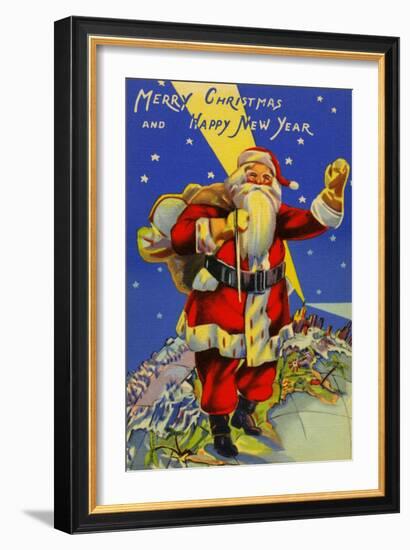 Merry Christmas And Happy New Year-Curt Teich & Company-Framed Art Print