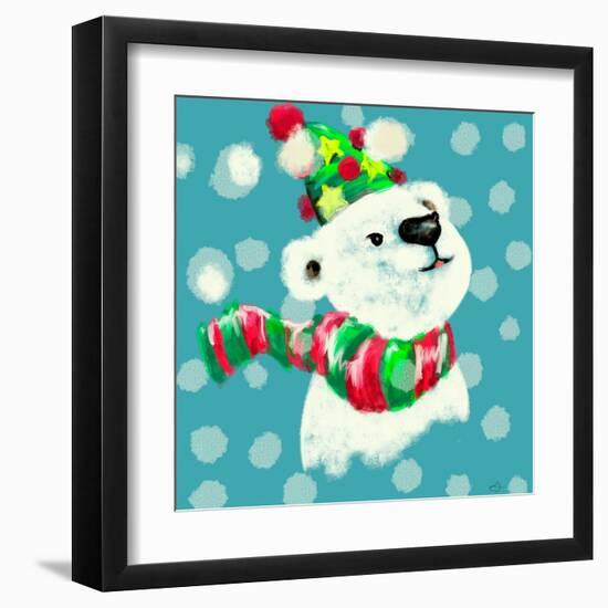 Merry Christmas - Baby Polar Bear-Stella Chang-Framed Art Print