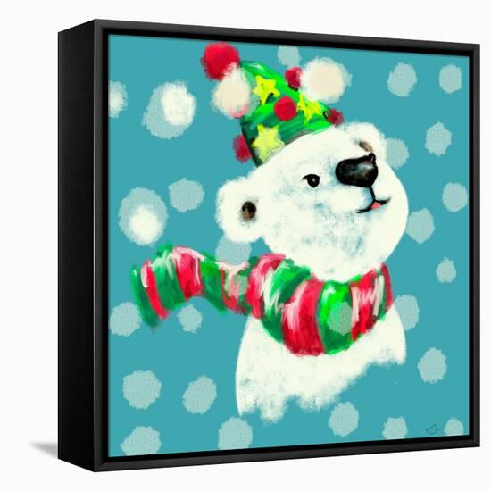 Merry Christmas - Baby Polar Bear-Stella Chang-Framed Stretched Canvas