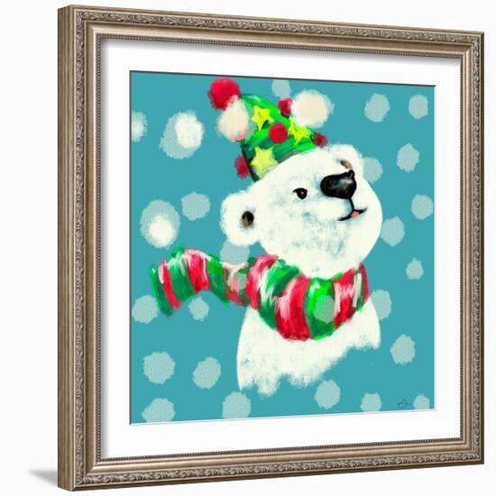 Merry Christmas - Baby Polar Bear-Stella Chang-Framed Art Print