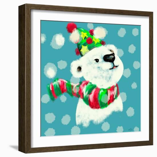 Merry Christmas - Baby Polar Bear-Stella Chang-Framed Art Print