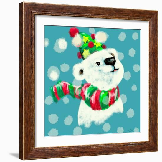 Merry Christmas - Baby Polar Bear-Stella Chang-Framed Art Print