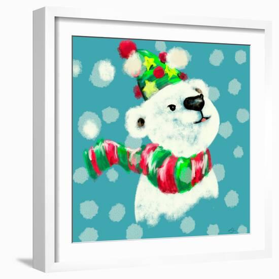 Merry Christmas - Baby Polar Bear-Stella Chang-Framed Art Print