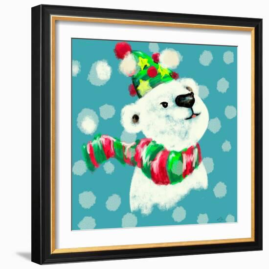 Merry Christmas - Baby Polar Bear-Stella Chang-Framed Art Print