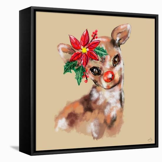 Merry Christmas - Baby Rudolf Reindeer-Stella Chang-Framed Stretched Canvas