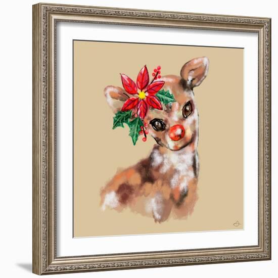 Merry Christmas - Baby Rudolf Reindeer-Stella Chang-Framed Art Print