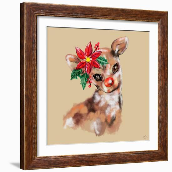 Merry Christmas - Baby Rudolf Reindeer-Stella Chang-Framed Art Print