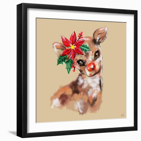 Merry Christmas - Baby Rudolf Reindeer-Stella Chang-Framed Art Print