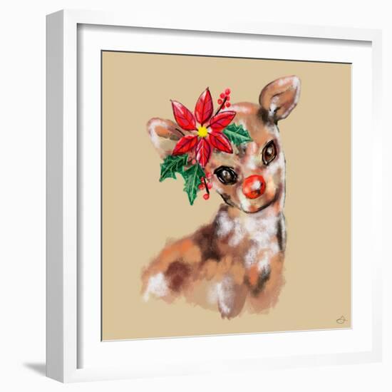 Merry Christmas - Baby Rudolf Reindeer-Stella Chang-Framed Art Print