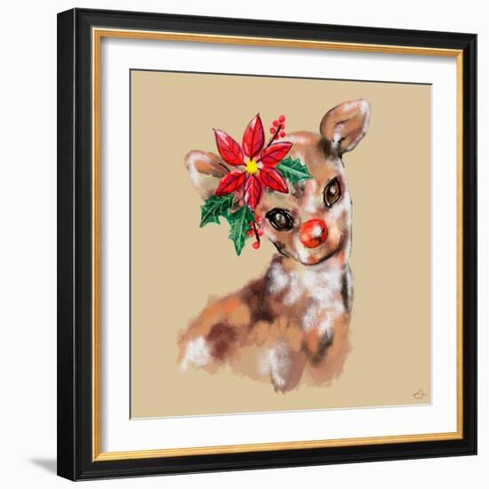 Merry Christmas - Baby Rudolf Reindeer-Stella Chang-Framed Art Print