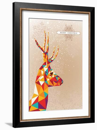 Merry Christmas Colorful Reindeer Illustration-cienpies-Framed Art Print